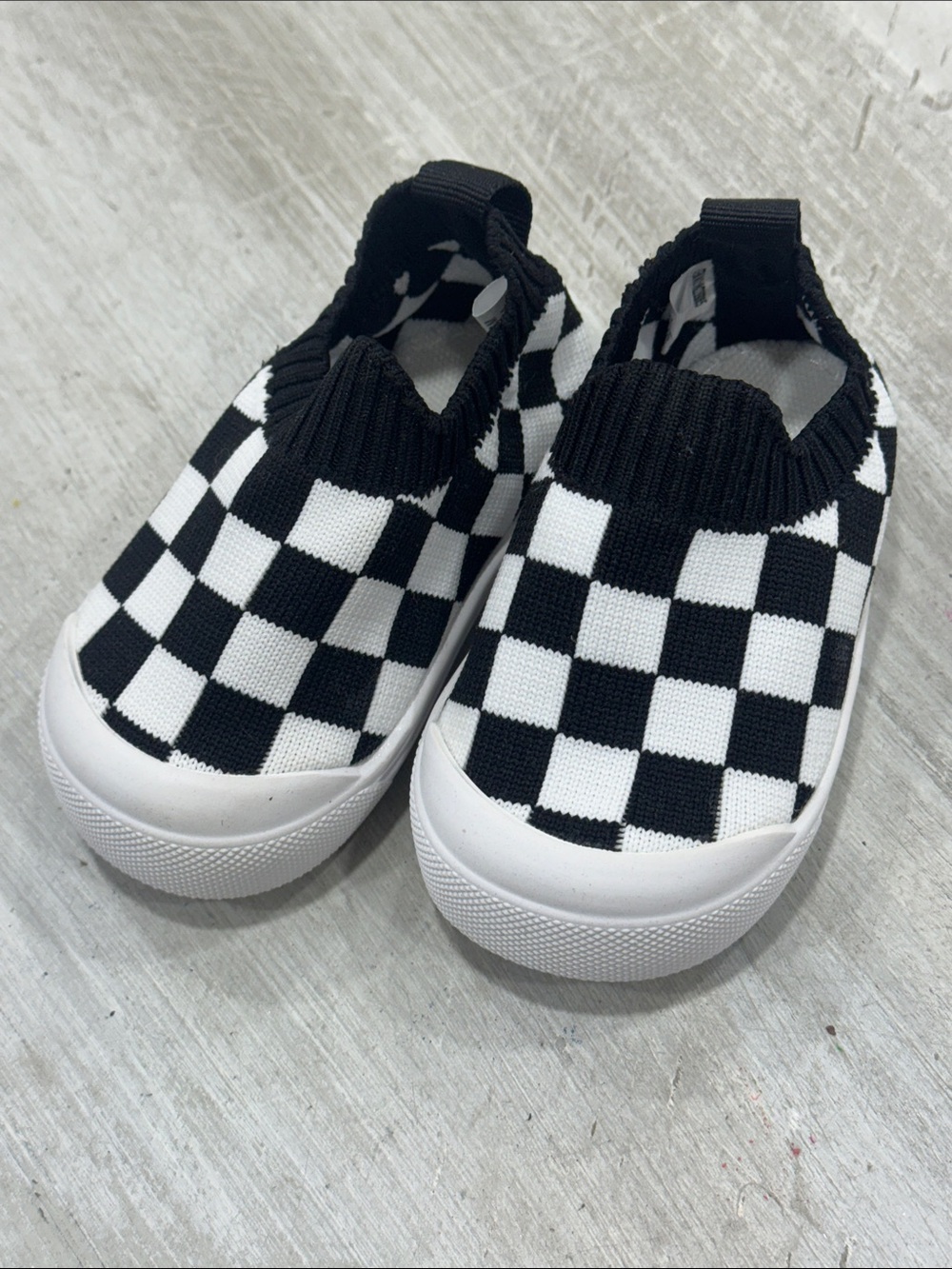 Infant Black & White Check Slip-On Sneakers